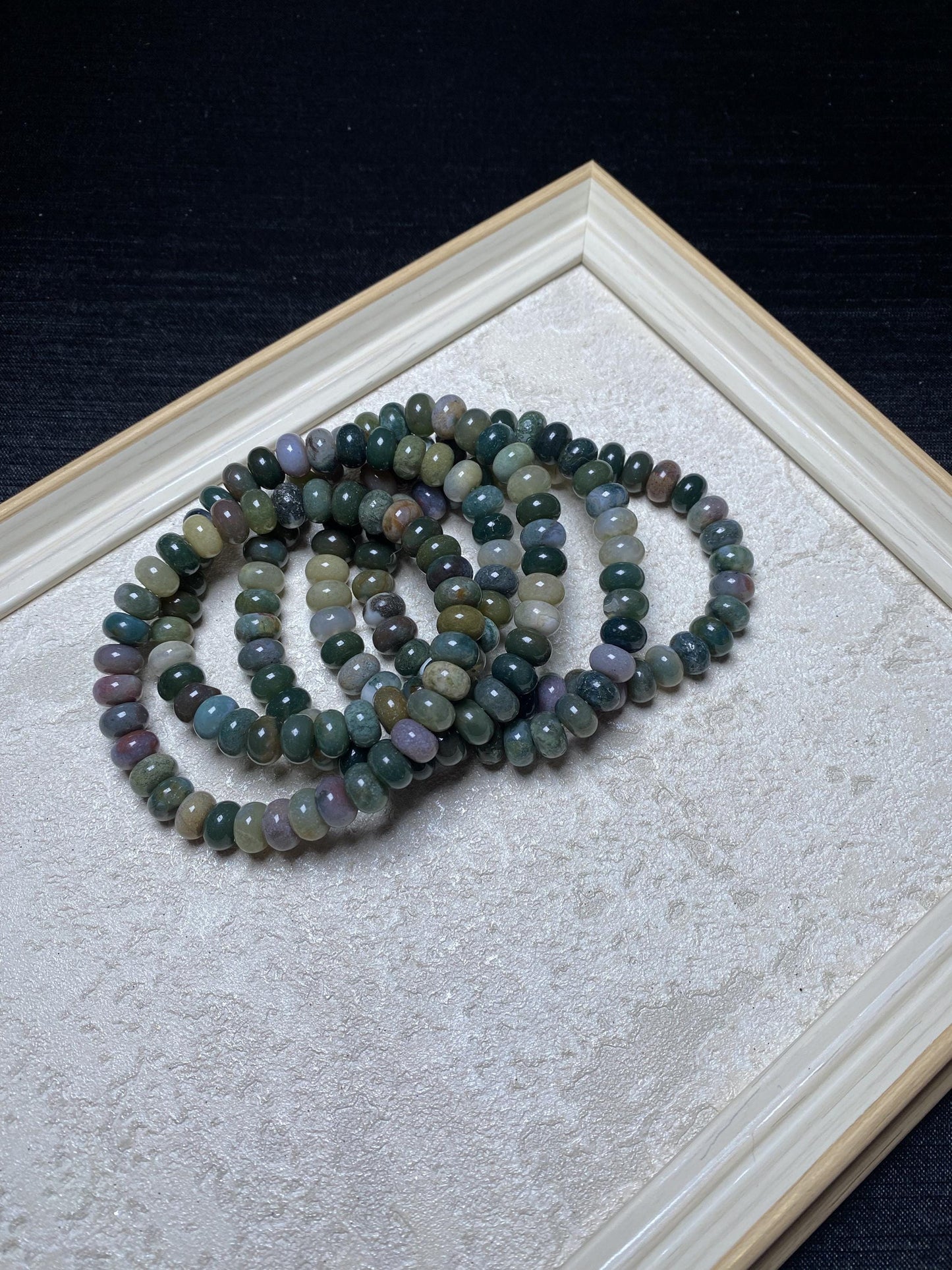 Rondelle green ocean jasper 8mm+ geniune crystal bracelets DM if you wanna make custome size