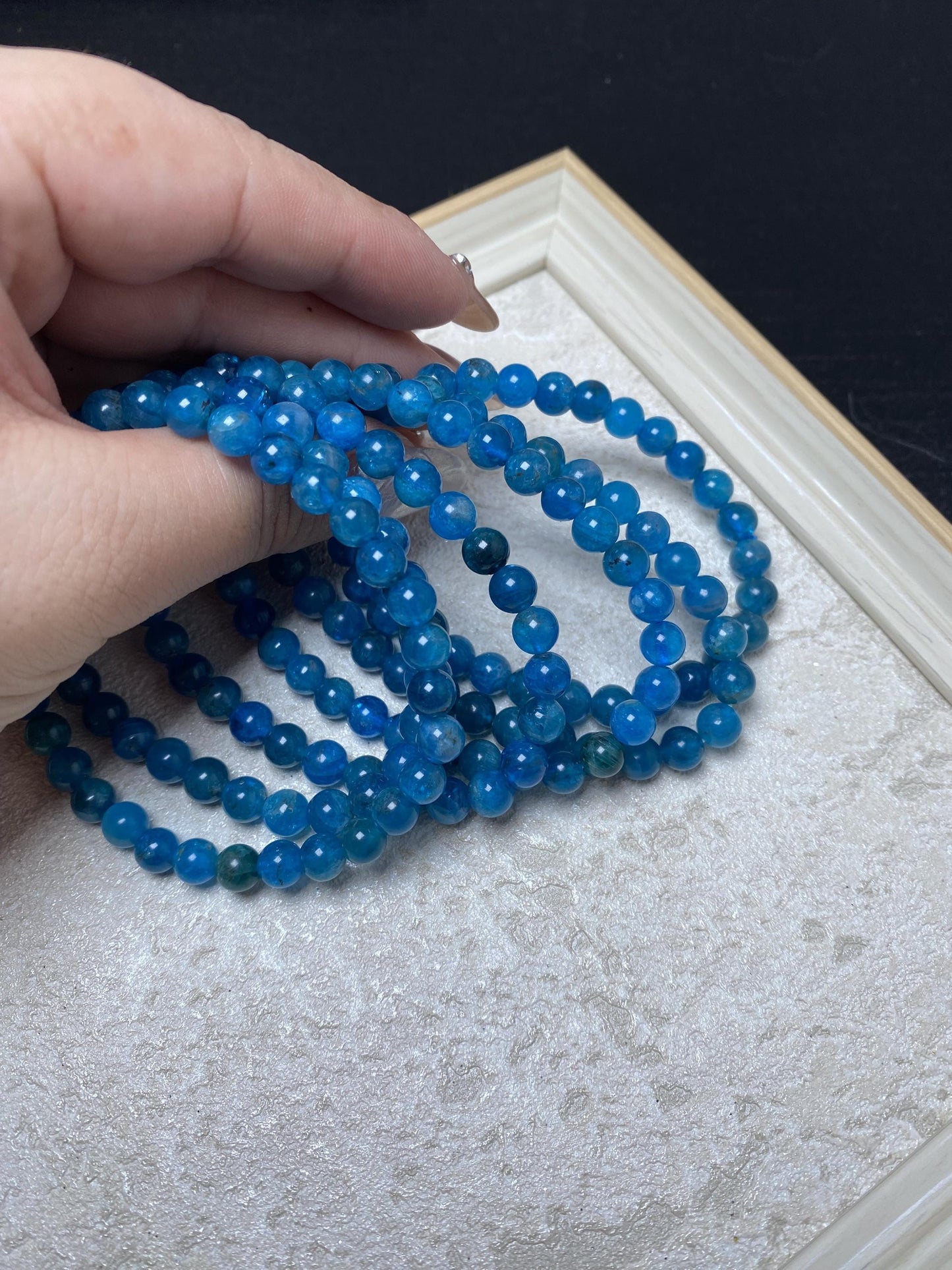 Gemmy blue apatite crystal bracelets beaded bracelets 6mm