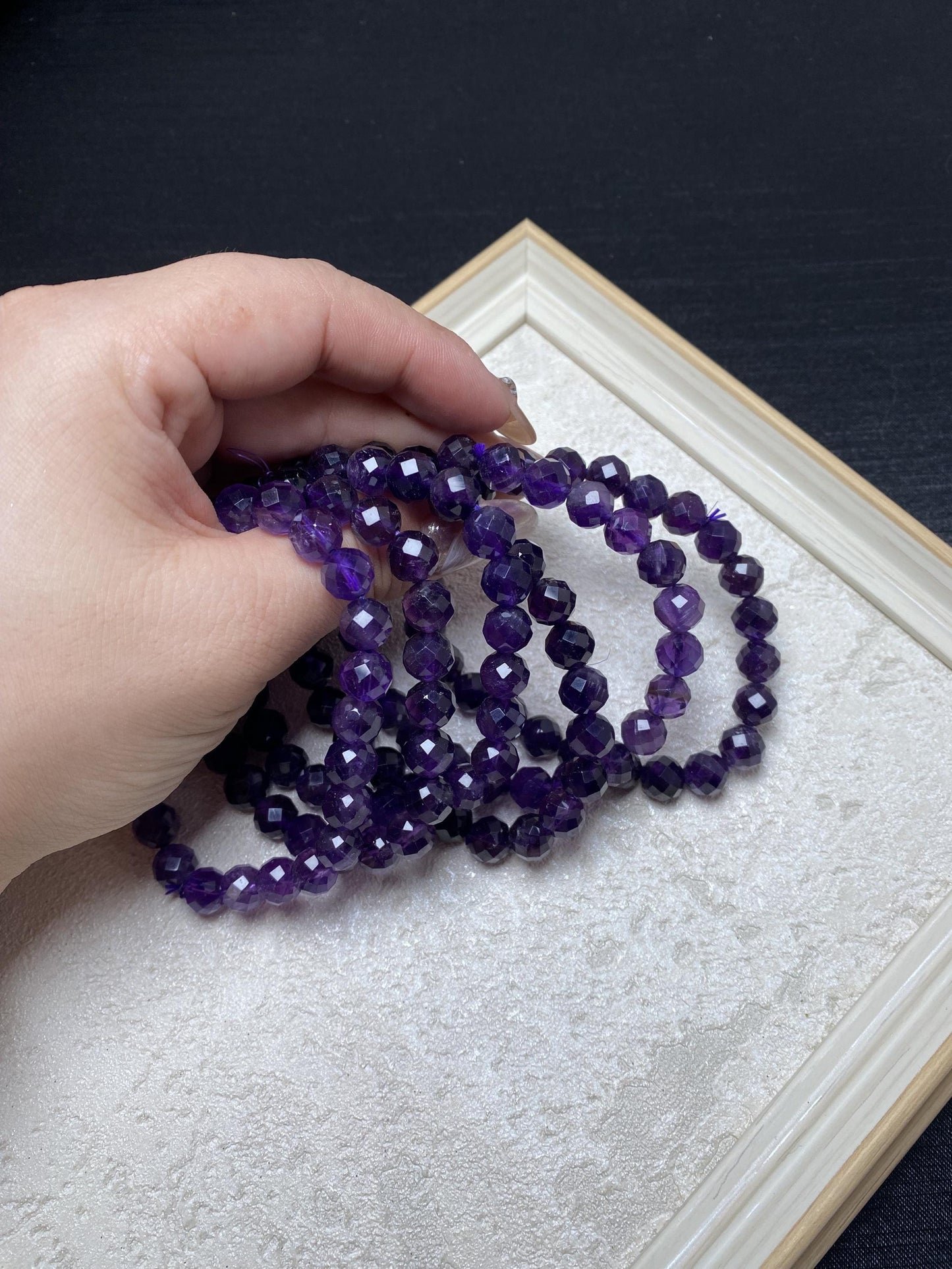 Faceted amethyst sparkle handmade bracelets 8mm beaded crystal bracelets