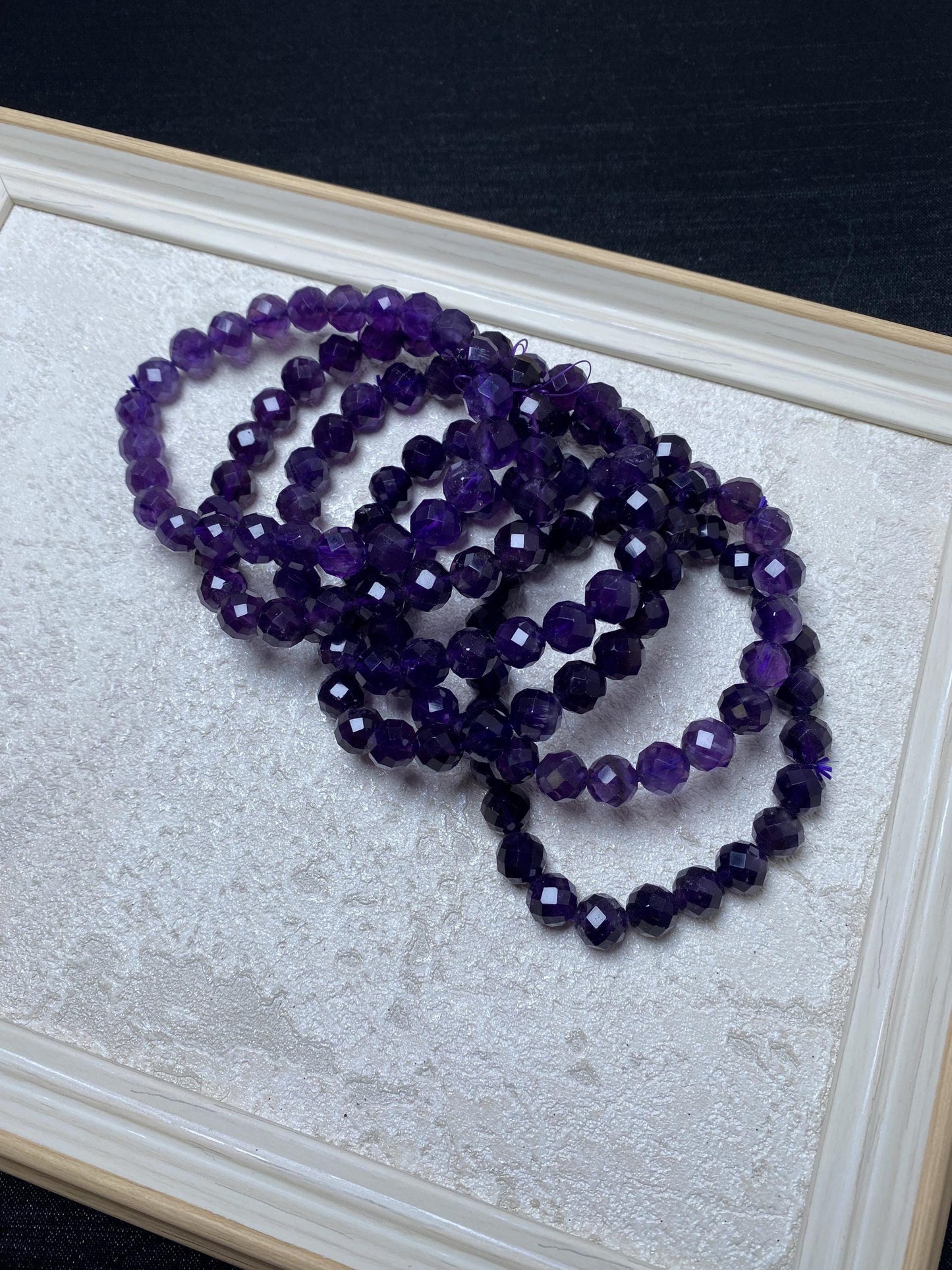 Faceted amethyst sparkle handmade bracelets 8mm beaded crystal bracelets