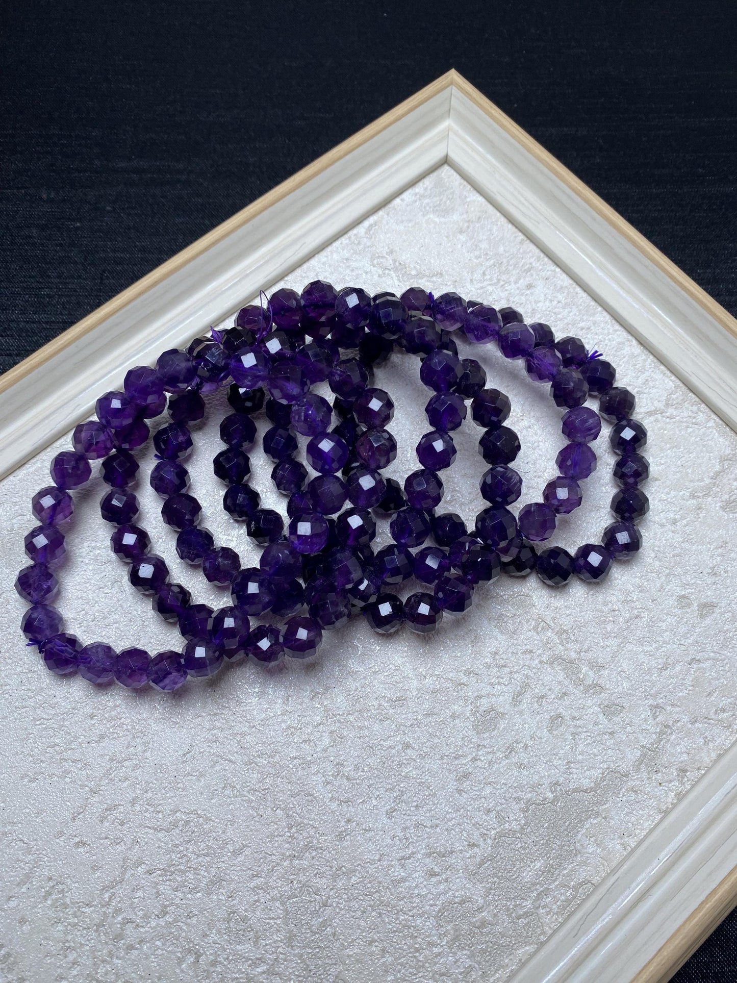 Faceted amethyst sparkle handmade bracelets 8mm beaded crystal bracelets