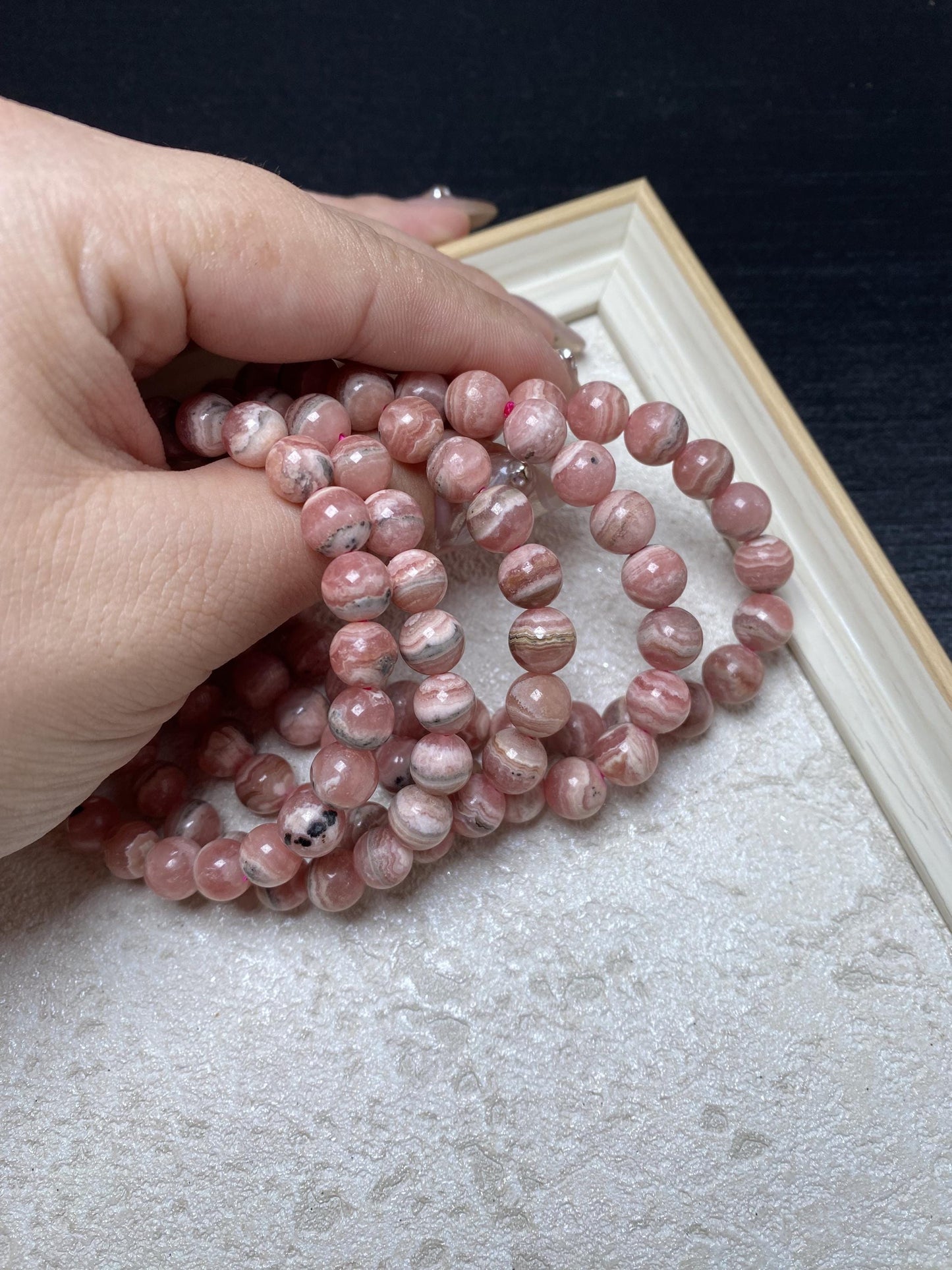 geniune rhodochrosite pink bracelets banding beaded bracelets crystal nature crystal about 7.5mm