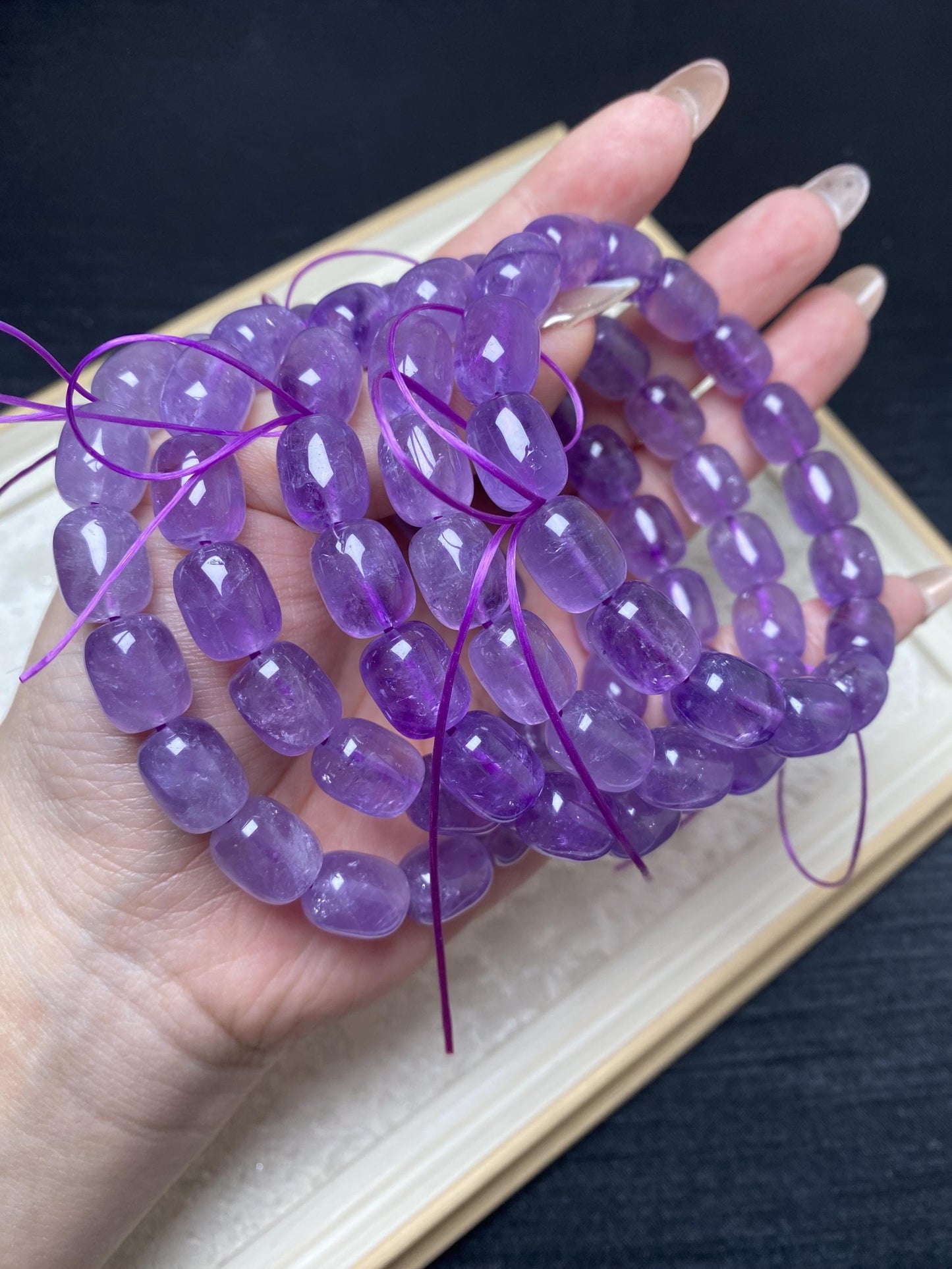 Barrel amethyst bracelets purple crystal bracelets beaded bracelets dreamy colour