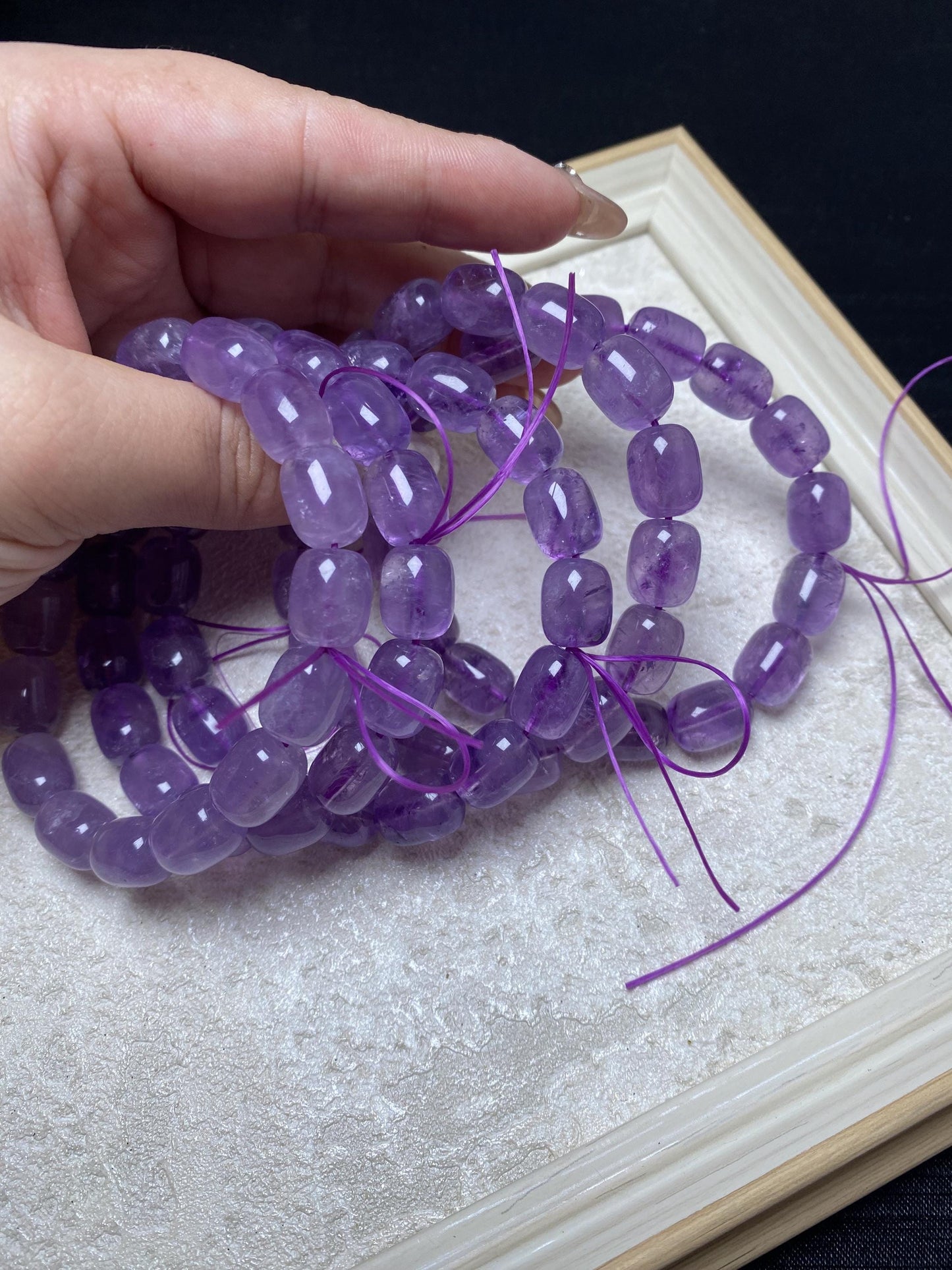 Barrel amethyst bracelets purple crystal bracelets beaded bracelets dreamy colour