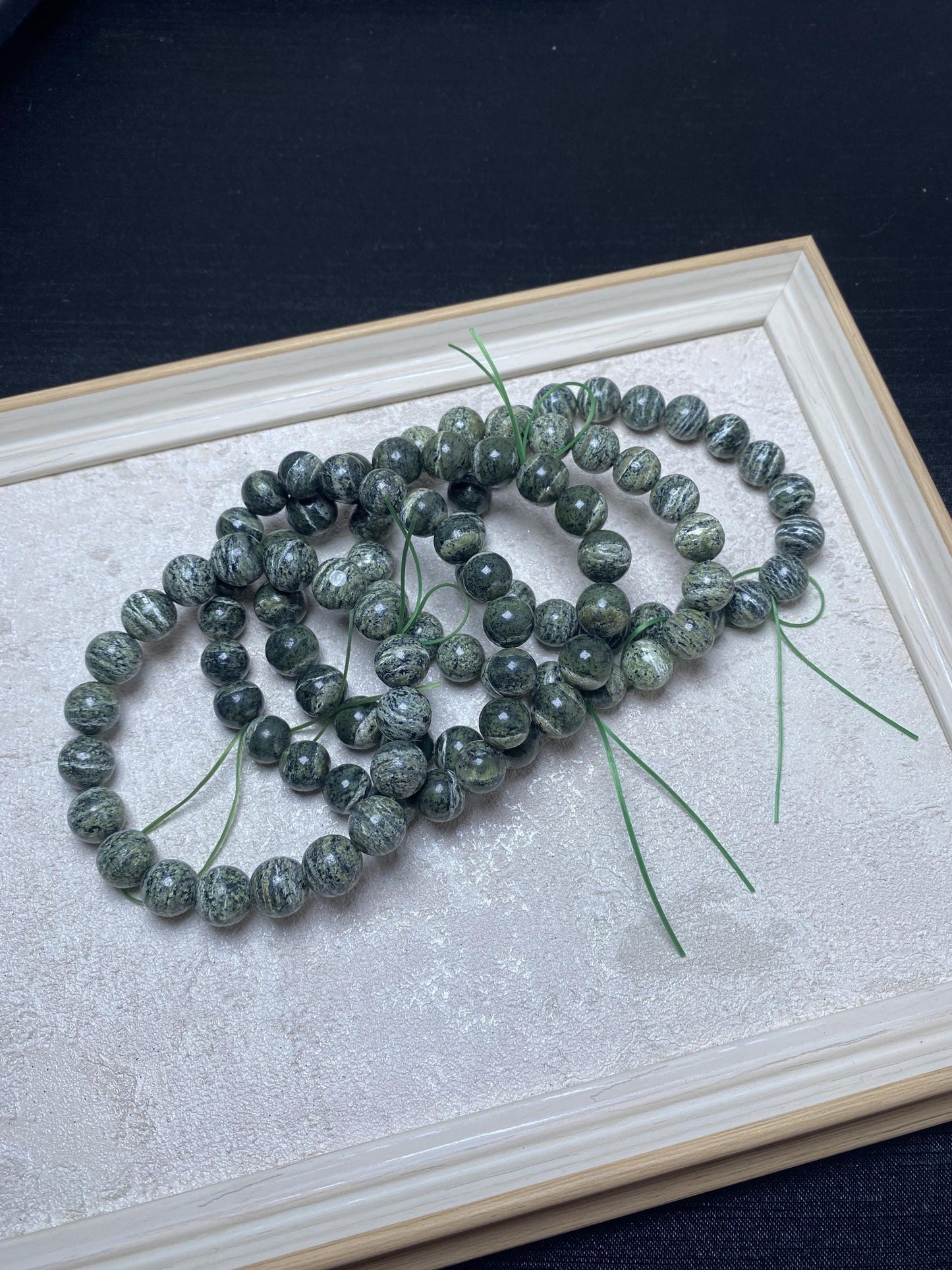 9-10MM chrysotile bracelets green beaded crystal bracelets handmade geniune bracelets