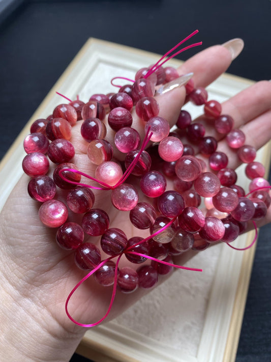 9mm hot pink lepidolite bracelets crystal bracelets gift for her geniune bracelets