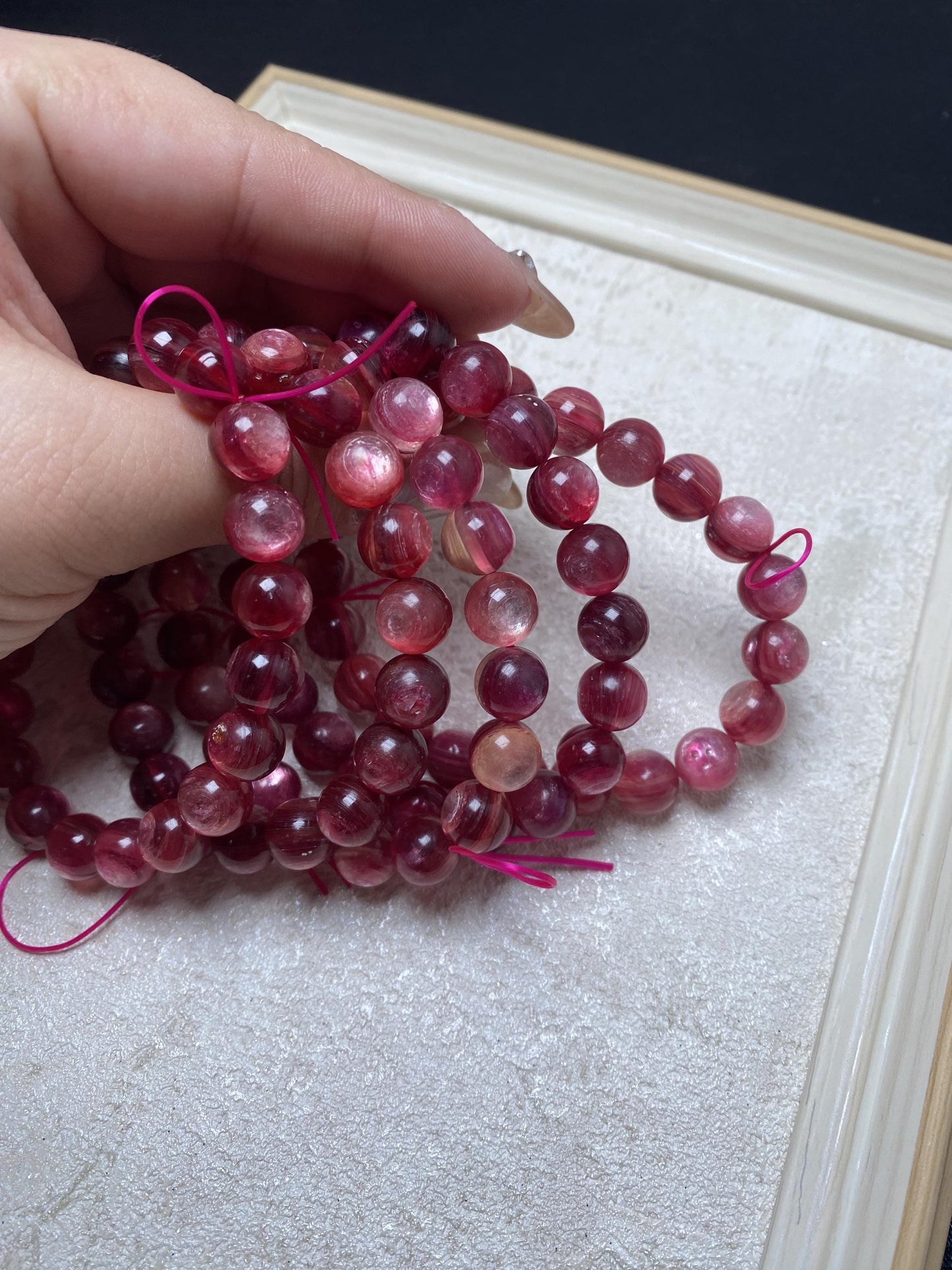 9mm hot pink lepidolite bracelets crystal bracelets gift for her geniune bracelets