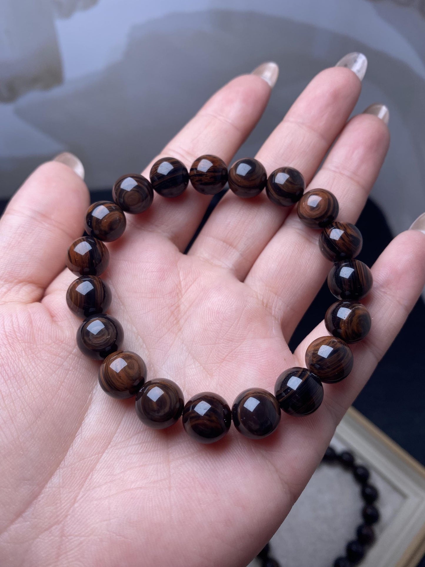 10mm banded obsidian handmade bracelets eye obsidian brown beaded crystal bracelets