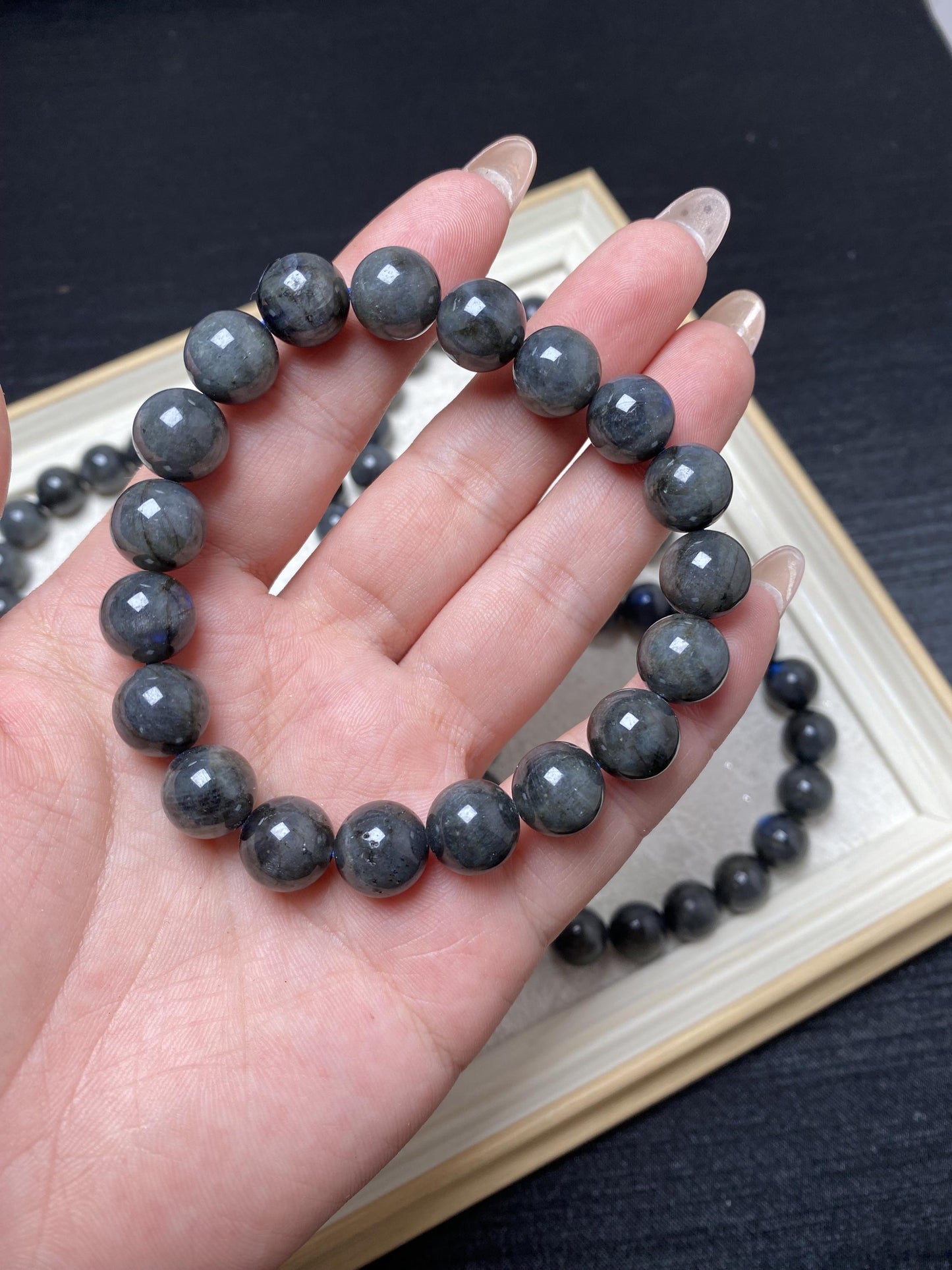 10mm black labradorite blue flashy handmade bracelets crystal bracelets healing crystal