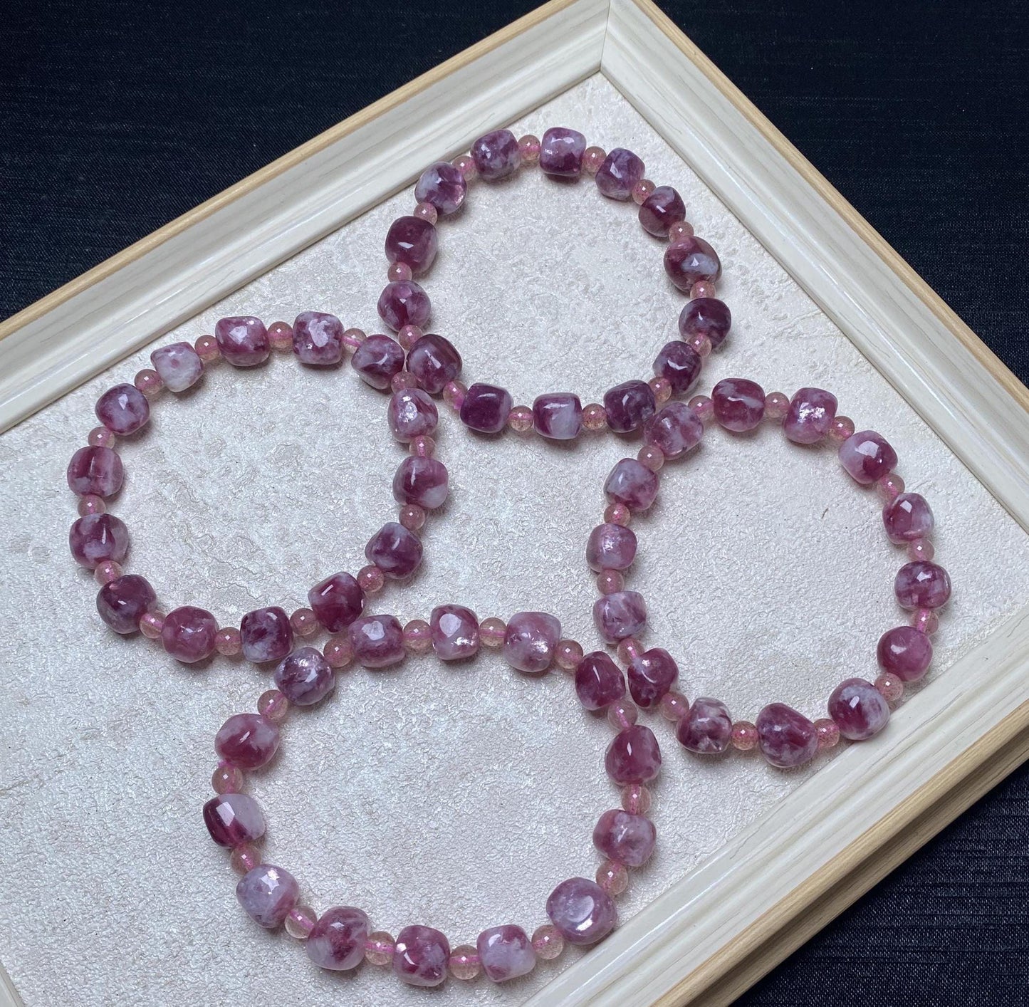 Lepidolite purple crystal bracelets about 8mm freeform cube lepidolite bracelets