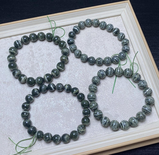 9-10MM chrysotile bracelets green beaded crystal bracelets handmade geniune bracelets