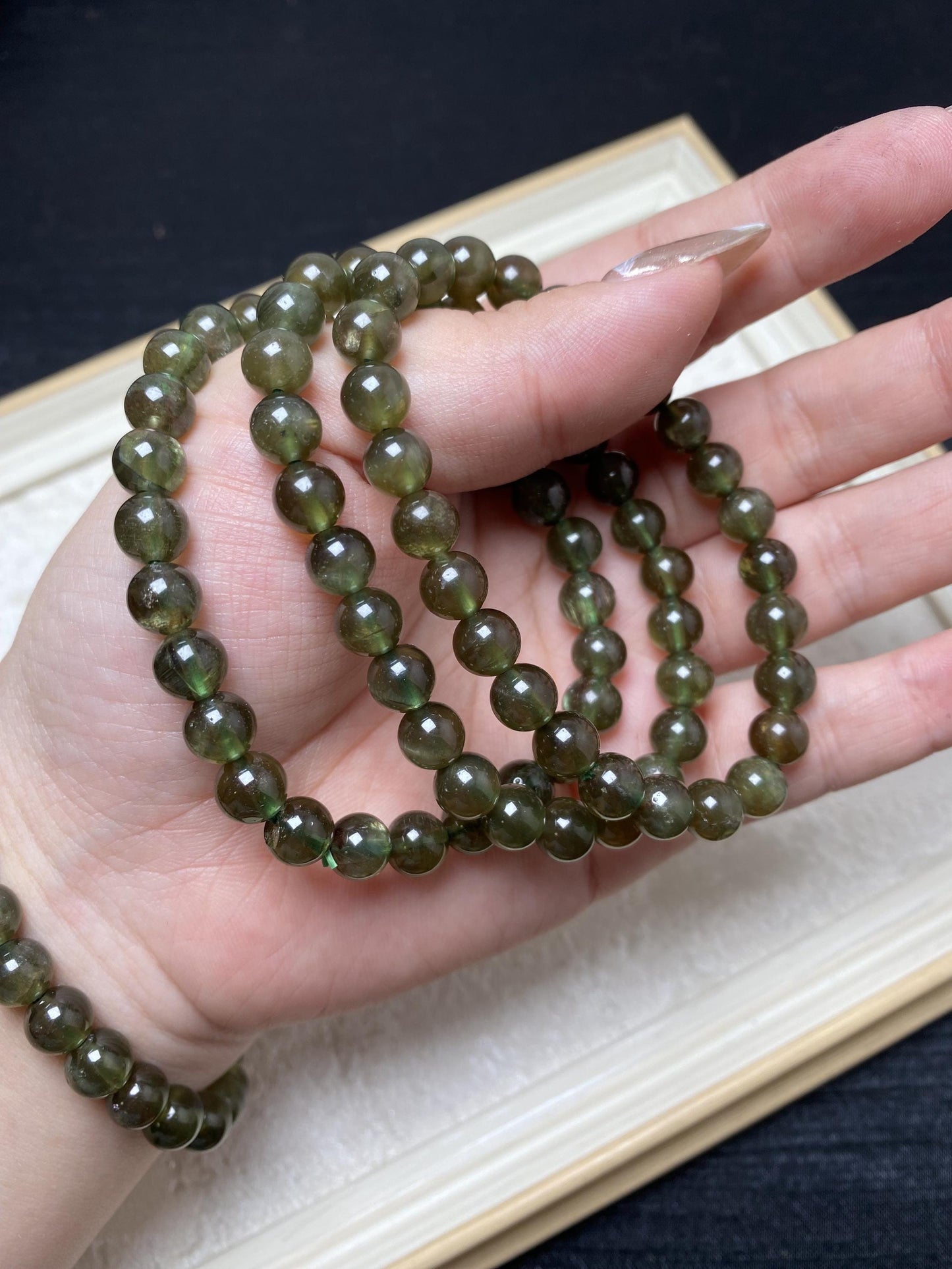 7mm green apatite high quality handmade bracelets beaded crystal bracelets