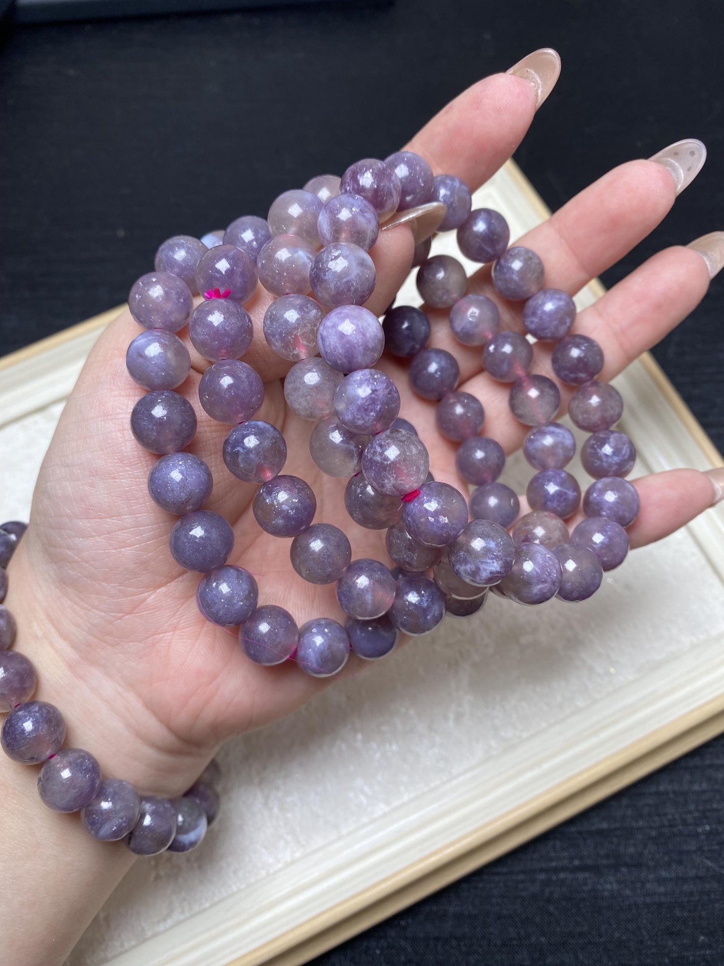 10mm purple mica high quality gemmy beaded crystal bracelets handmade bracelets