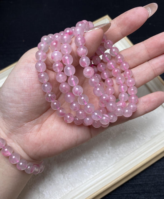 High quality 7.5mm sakura rhodonite gemmy crystal bracelets beaded bracelets handmade pink crystal