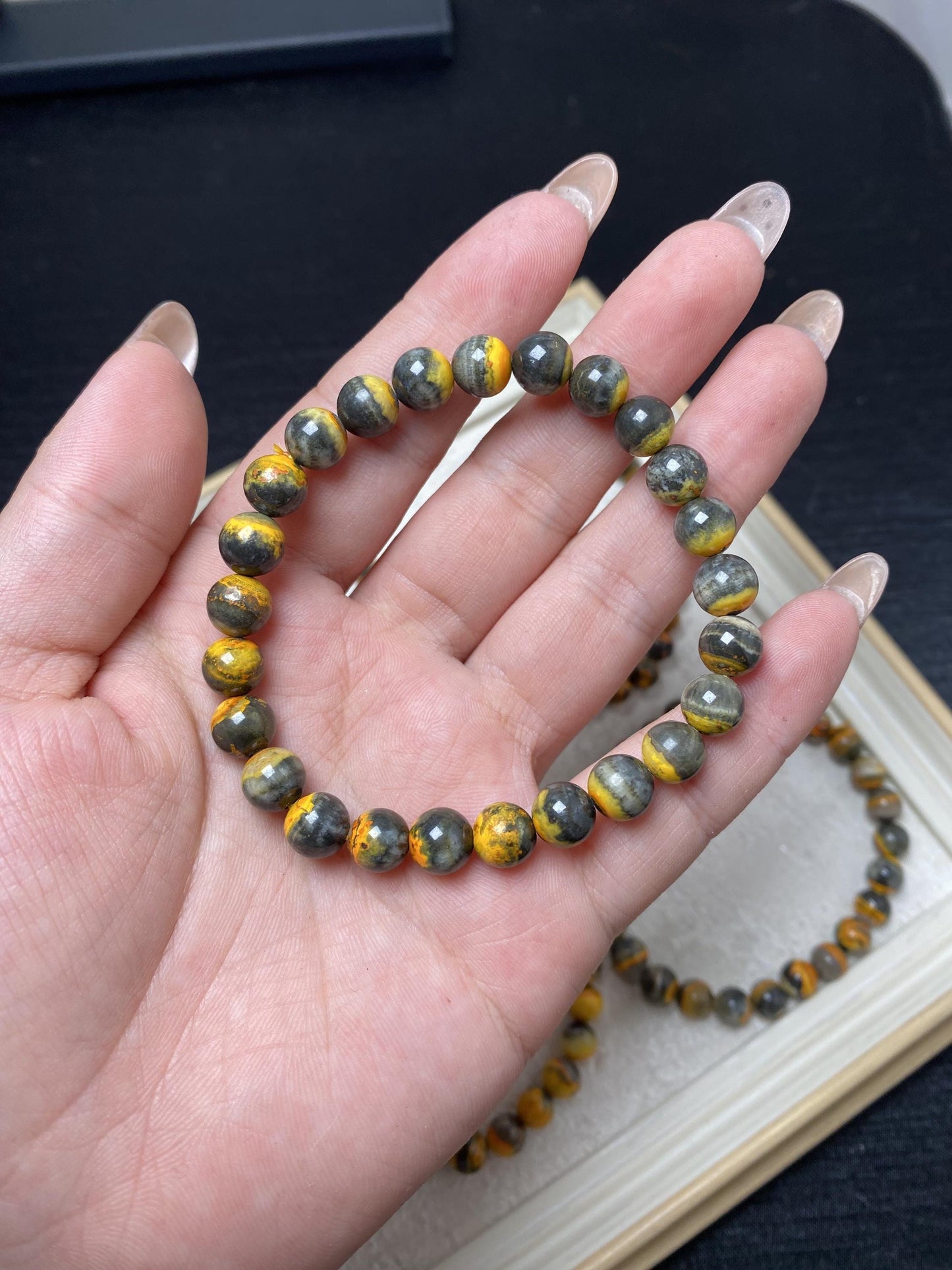 High quality 7mm bumblebee jasper handmade bracelets beaded bracelets healing crystal