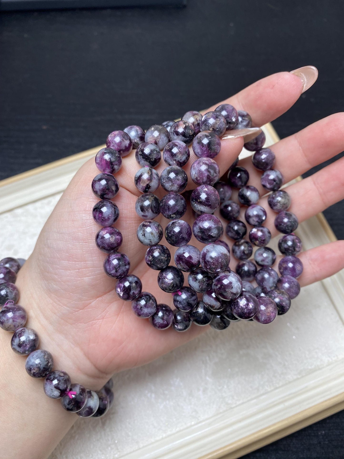 Purple lepidolite 9mm+ handmade bracelets crystal beaded bracelets