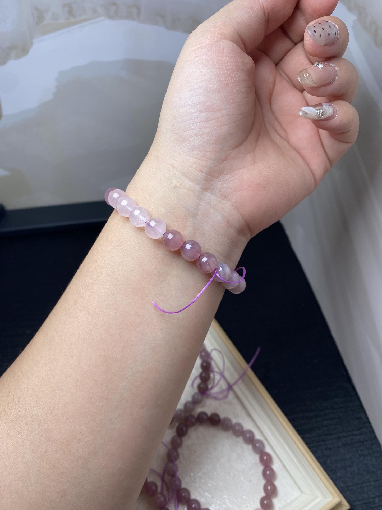 8mm ombre purple rose quartz handmade bracelets beaded braclets crystal barcelets geniune healing crystal